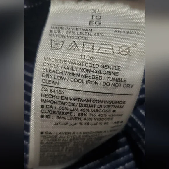 Old Navy Pinstriped Cargo Pants in Blue With Tie Waist Band. Sz XL - Picture 4 of 6